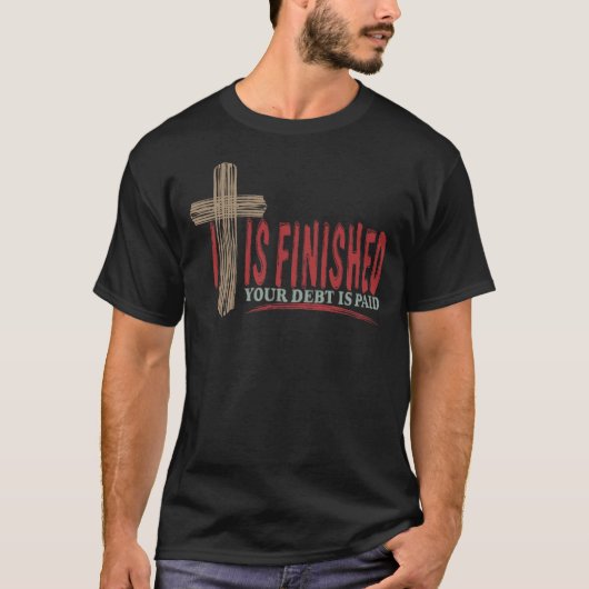Het Is Voltooid Abstracte Houtnerf Christelijk Kru T-shirt (Voorkant)