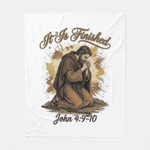 Het Is Voltooid Bijbelvers Vintage Christelijk T-s Fleece Deken