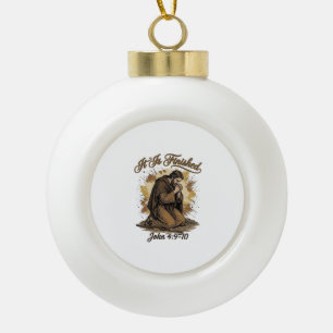 Het Is Voltooid Bijbelvers Vintage Christelijk T-s Keramische Bal Ornament