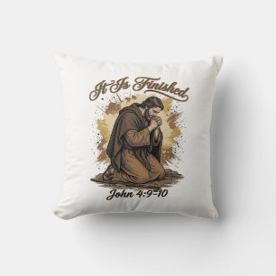 Het Is Voltooid Bijbelvers Vintage Christelijk T-s Kussen