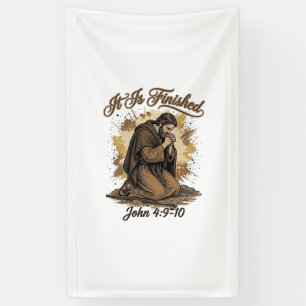 Het Is Voltooid Bijbelvers Vintage Christelijk T-s Spandoek