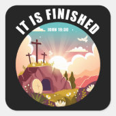 Het is voltooid Paaskruis Christelijk geloof Vierkante Sticker (Voorkant)