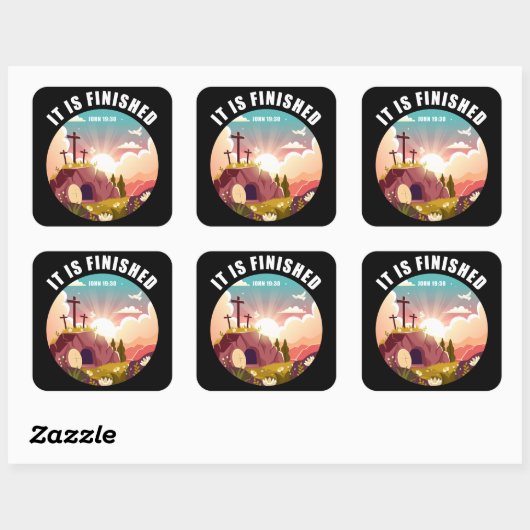 Het is voltooid Paaskruis Christelijk geloof Vierkante Sticker (Vel)
