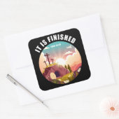 Het is voltooid Paaskruis Christelijk geloof Vierkante Sticker (Envelop)