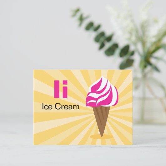 Het is voor Ice Cream - Alphabet Flash Kaart (Staand voorkant)