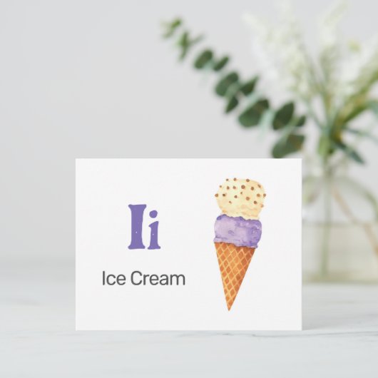 Het is voor Ice Cream - Alphabet Flash Kaart (Staand voorkant)