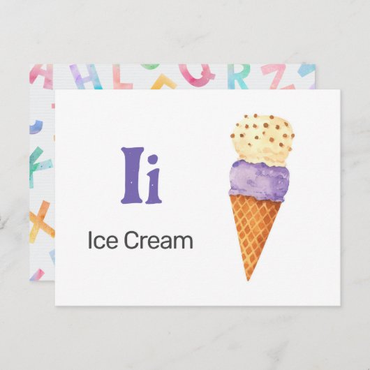 Het is voor Ice Cream - Alphabet Flash Kaart (Voorkant / Achterkant)