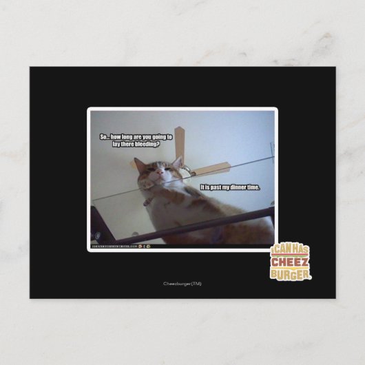 Het is voorbij mijn avondeten briefkaart (Voorkant)