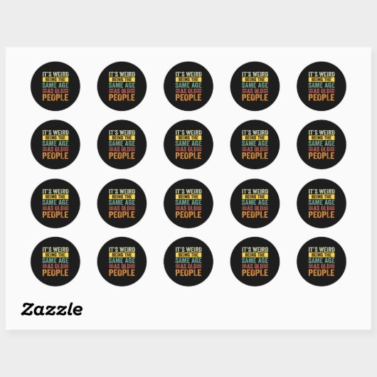 Het is vreemd dat het dezelfde leeftijd heeft als  ronde sticker (Vel)