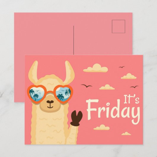 Het is vrijdag Llama Briefkaart (Voorkant / Achterkant)