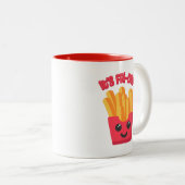 Het is vrijdag! Schattigee Franse Fry Cartoon Tweekleurige Koffiemok (Voorkant rechts)