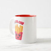 Het is vrijdag! Schattigee Franse Fry Cartoon Tweekleurige Koffiemok (Voorkant links)