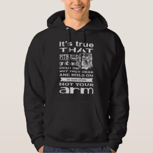 Het is waar dat pitbulls grijpen & versterker vast hoodie