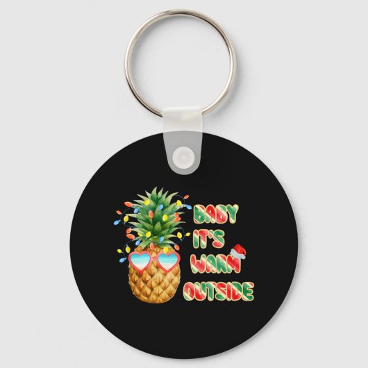 Het is warm buiten Funny Santa Kerstmis in juli le Sleutelhanger (Voorkant)