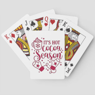 Het is warme chocoladeseizoen cacao kerst pokerkaarten