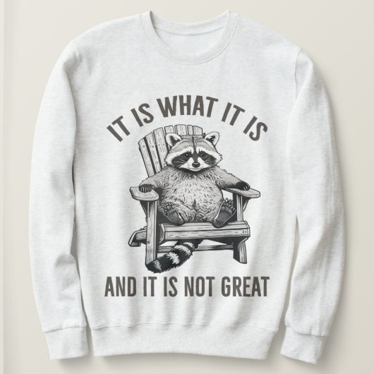 "Het Is Wat Het Is En Het Is Niet Geweldig" Wasbee Trui (Design voorkant)