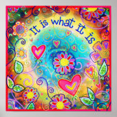 Het is wat het is regenboog kleuren harten Poster (Voorkant)