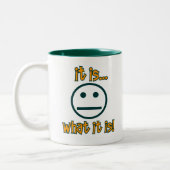 Het is .....Wat het is! Tweekleurige Koffiemok (Links)