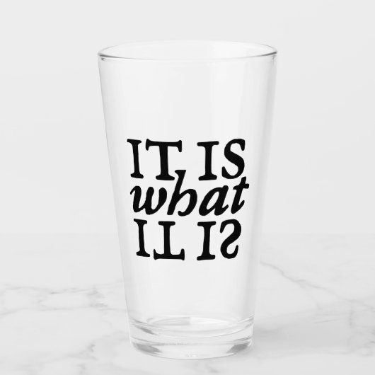 "Het is wat het is" typografie Glas (Voorkant)