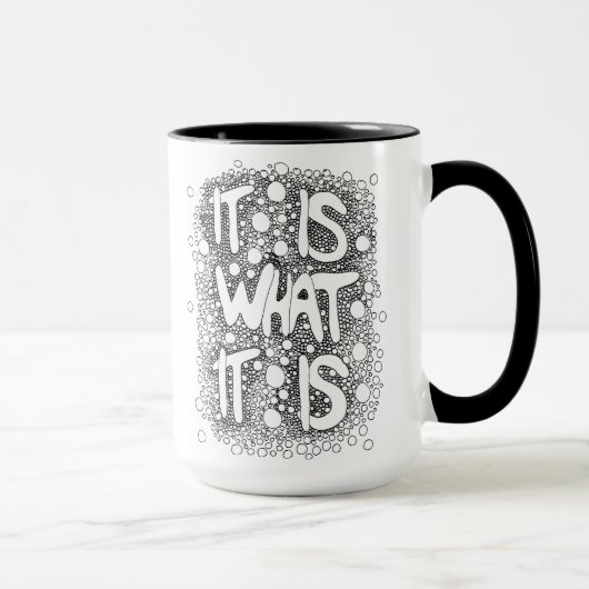 Het is wat het is, Word Art Coffee Mok (Rechts)