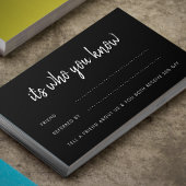 Het is wie u Business Black Reference Kaart kent Afsprakenkaartje