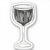 Het is Wijntijd zwarte en witte sticker van wijngl (Voorkant)