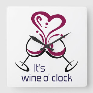 Het is Wine O Clock Vierkante Klok