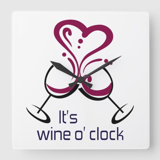 Het is Wine O Clock Vierkante Klok (Voorkant)