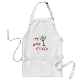 HET IS WINE O'CLOCK KHAKI CHEF APRON STANDAARD SCHORT