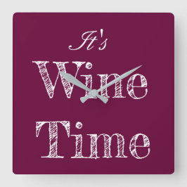 Het is Wine Time Wall Clock Vierkante Klok