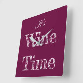 Het is Wine Time Wall Clock Vierkante Klok (Hoek)