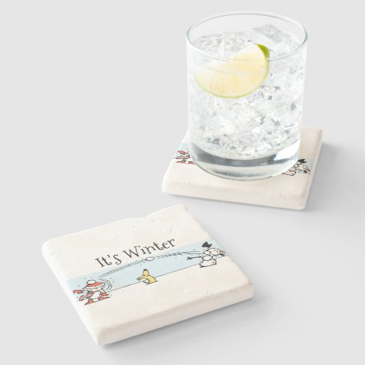Het is winter stenen onderzetter (Zijkant)