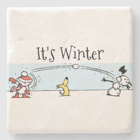 Het is winter stenen onderzetter (Voorkant)