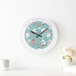 Het is winter tijd kerst wanten patroon in Mint Grote Klok