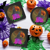 Het is Witching Time Halloween Witch Kartonnen Onderzetters