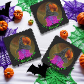 Het is Witching Time Halloween Witch Kartonnen Onderzetters