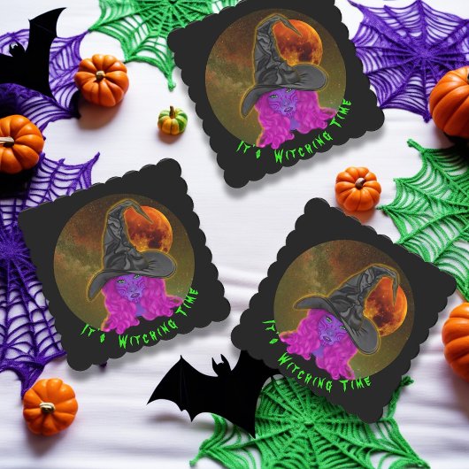 Het is Witching Time Halloween Witch Kartonnen Onderzetters