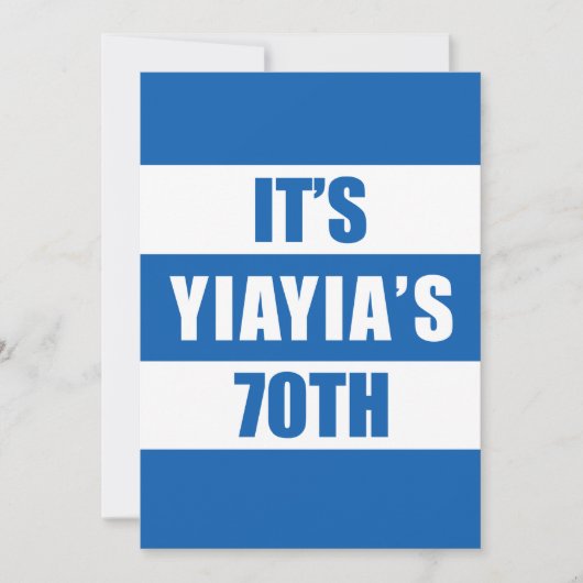 Het is YiaYia's 70ste verjaardag Griekse vlag Uitn Kaart (Voorkant)