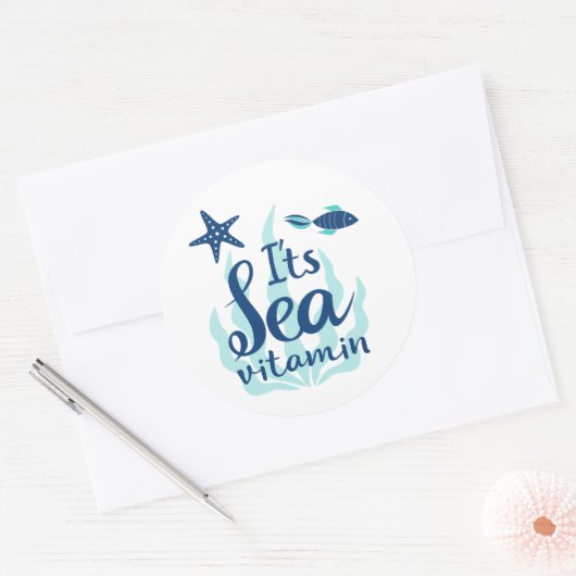 Het is Zee Vitamine - Ocean-Inspired Summer Ronde Sticker (Envelop)
