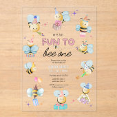 Het is zo leuk om bij de eerste verjaardag te zijn acryl uitnodigingen (Voorkant)