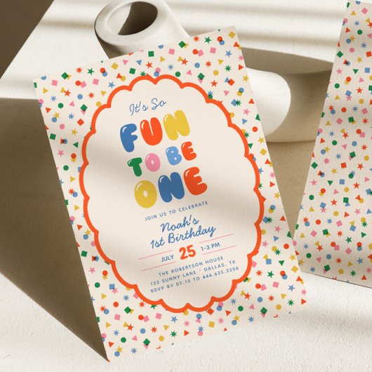 Het is zo leuk om | Bold Confetti 1e verjaardag Kaart