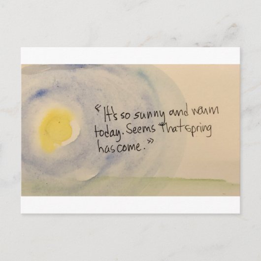 "Het is zo zonnig en warm" briefkaart (Voorkant)