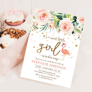 Het is Zoete Kleine Meisje Flamingo Baby Shower  Kaart