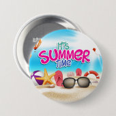 Het is zomertijd ronde button 7,6 cm (Voorkant /achterkant)