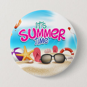 Het is zomertijd ronde button 7,6 cm