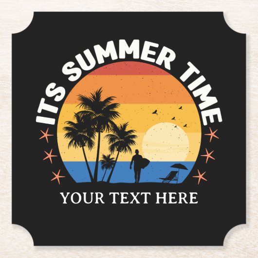 Het is zomertijd Tropisch Sunset Design Kartonnen Onderzetters (Voorkant)
