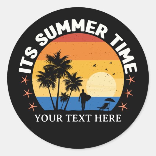 Het is zomertijd Tropisch Sunset Design Ronde Sticker (Voorkant)