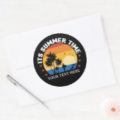 Het is zomertijd Tropisch Sunset Design Ronde Sticker (Envelop)