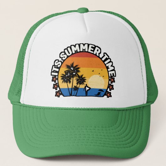 Het is zomertijd Tropisch Sunset Design Trucker Pet (Voorkant)