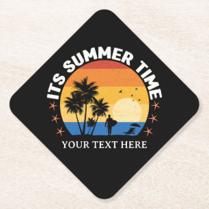 Het is zomertijd Tropisch Sunset-ontwerp Kartonnen Onderzetters